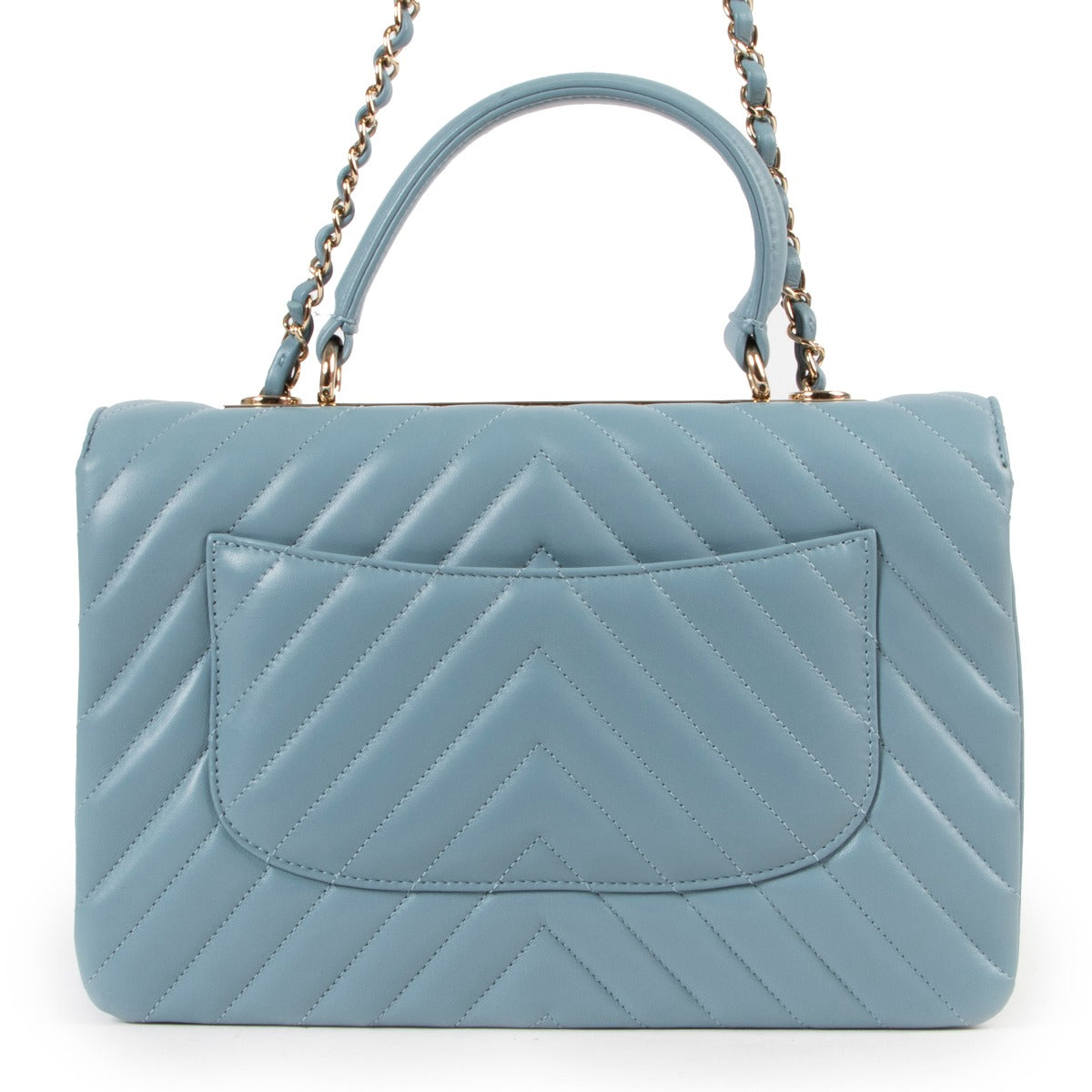 Chanel Light Blue Chevron Trendy CC Large Flap Top Handle
