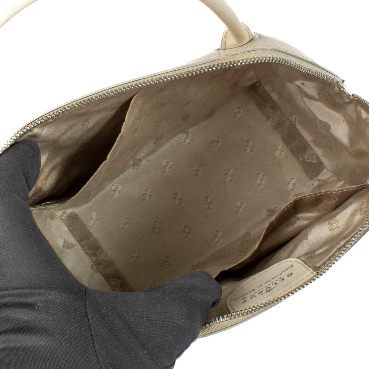 Delvaux Cream Mini Perle Top Handle Bag