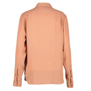 Gucci Dusty Pink GG Jacquard Silk Blouse