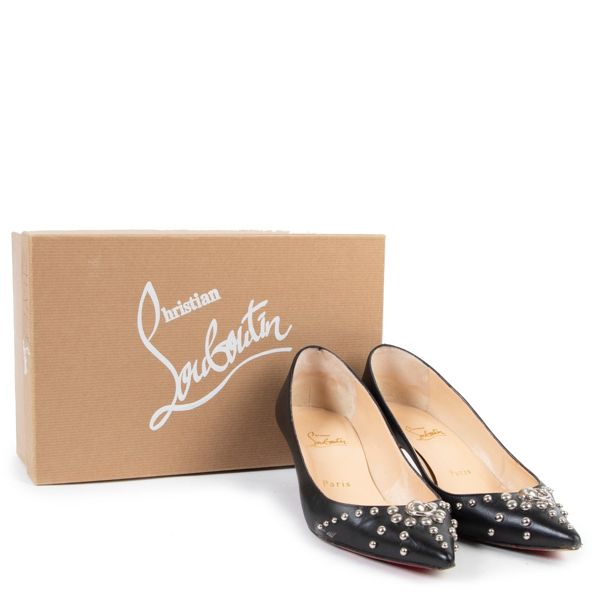 shop safe online Christian Louboutin Black Low Heeled Pumps - Size 38