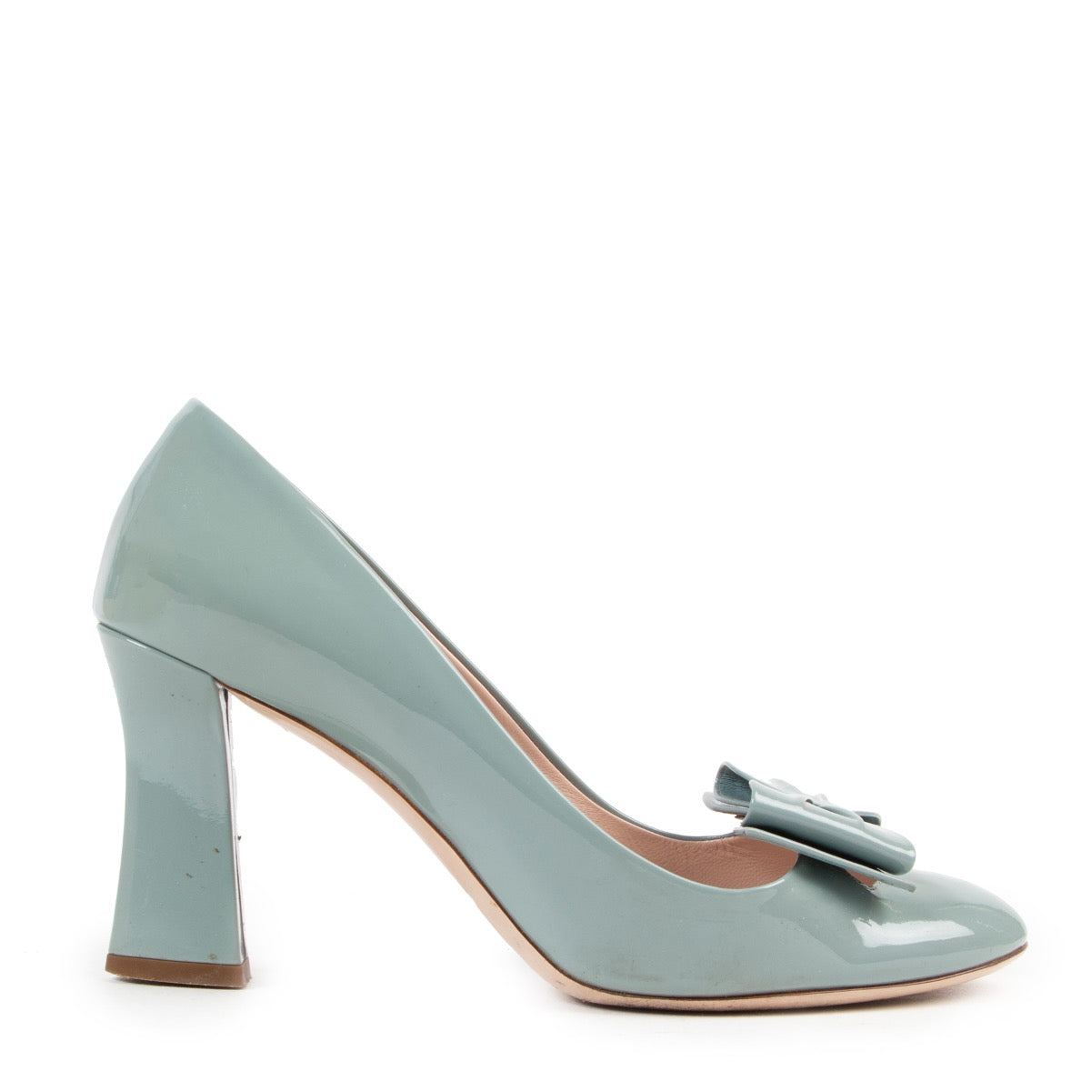 Shop safe online authentic Miu Miu Blue Patent Leather Pumps in size 38