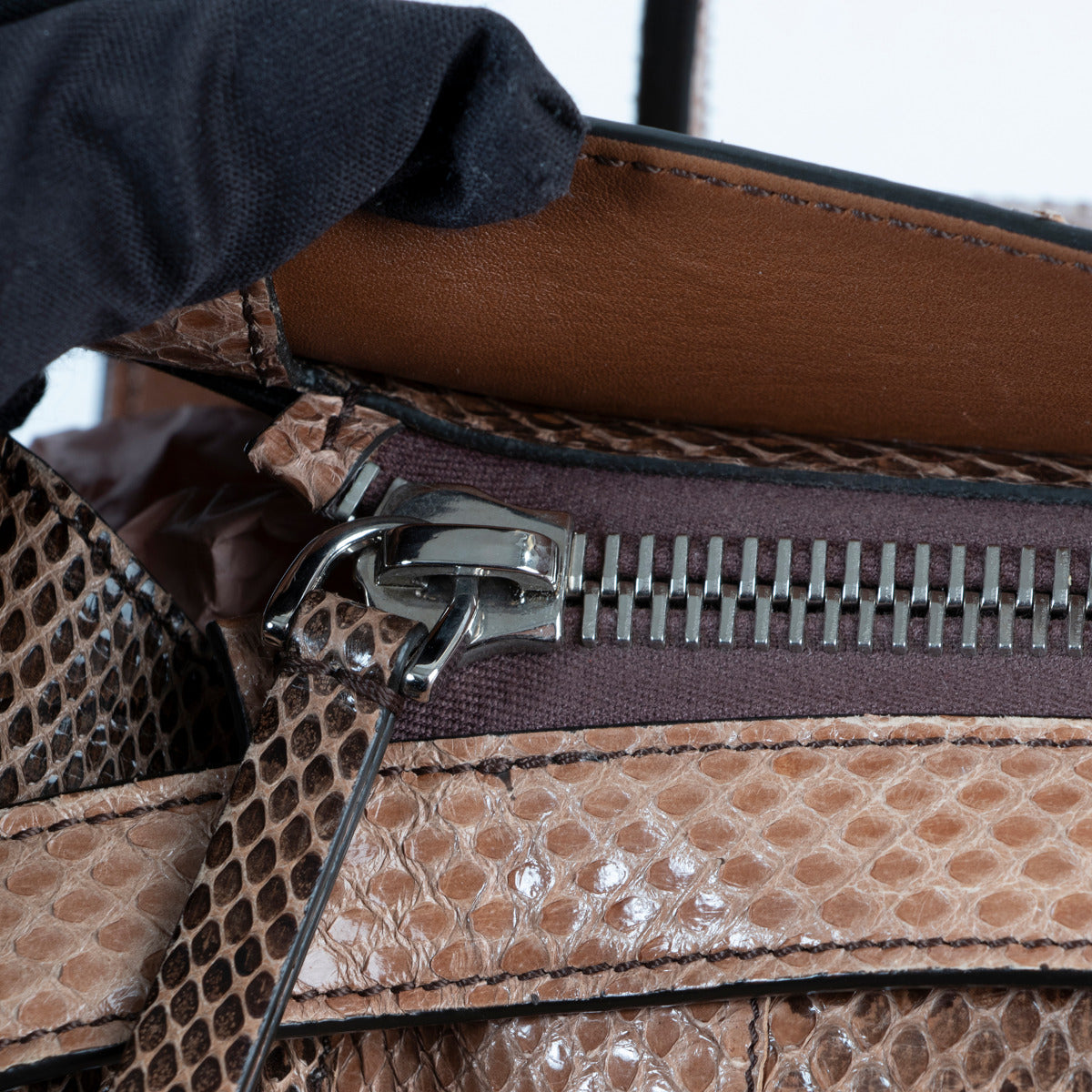 Tod's Brown Snakeskin Python Wave Bag