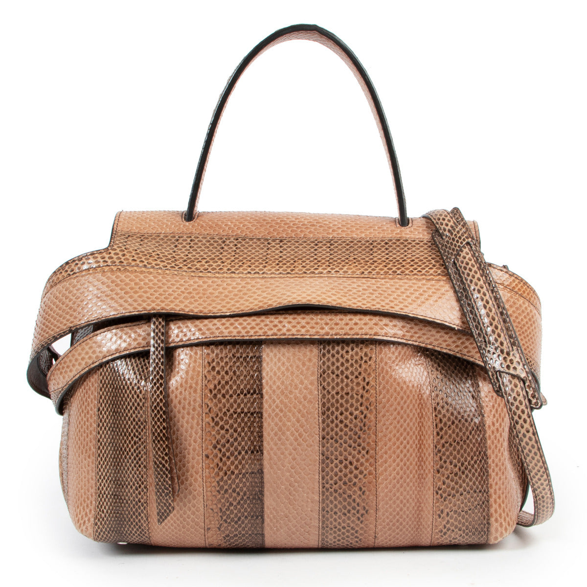 Tod's Brown Snakeskin Python Wave Bag