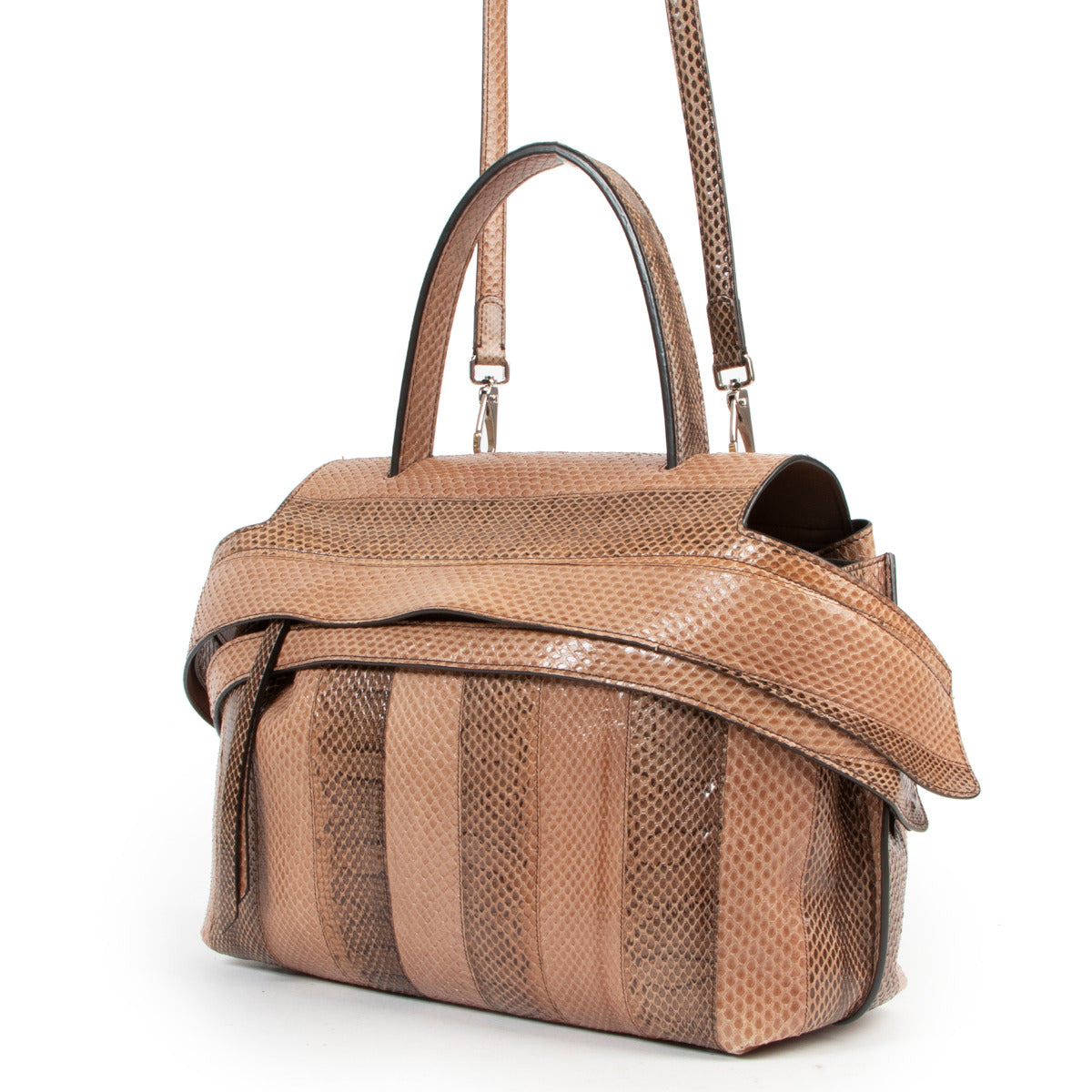Tod's Brown Snakeskin Python Wave Bag