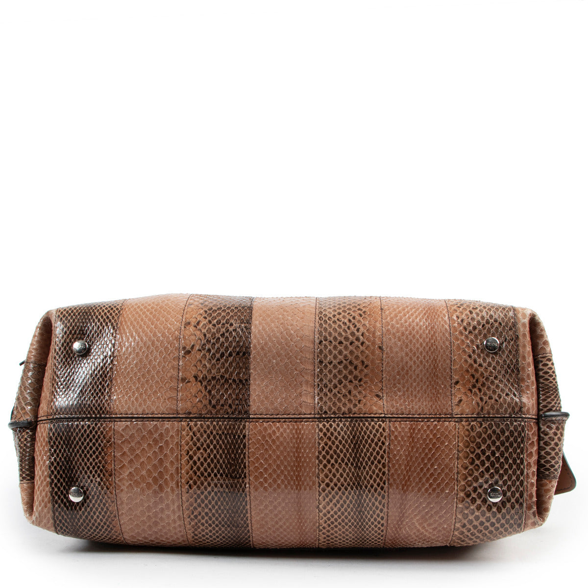 Tod's Brown Snakeskin Python Wave Bag
