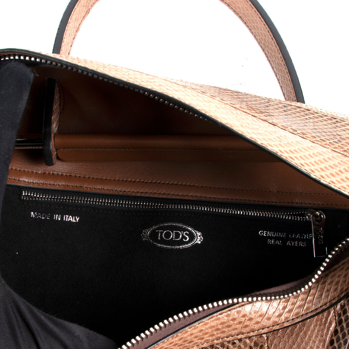 Tod's Brown Snakeskin Python Wave Bag