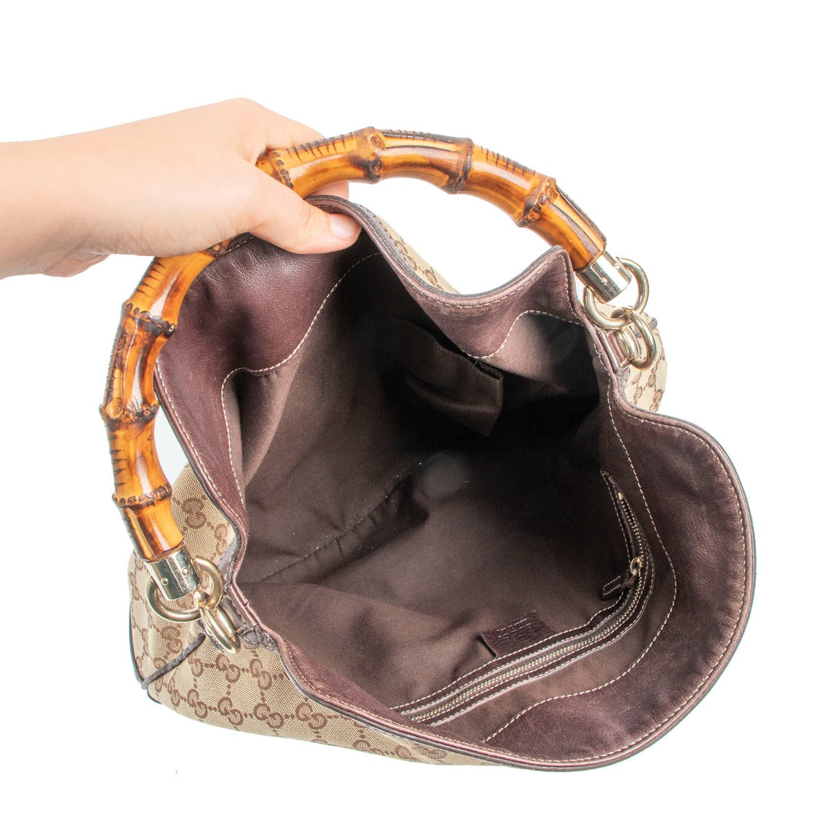 Gucci GG Canvas Peggy Medium Bamboo Top Handle Bag