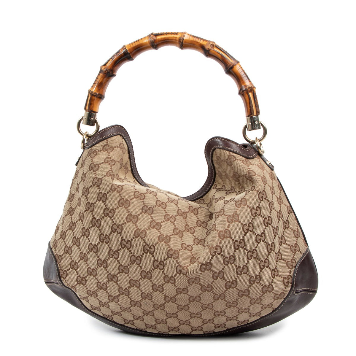 Gucci GG Canvas Peggy Medium Bamboo Top Handle Bag