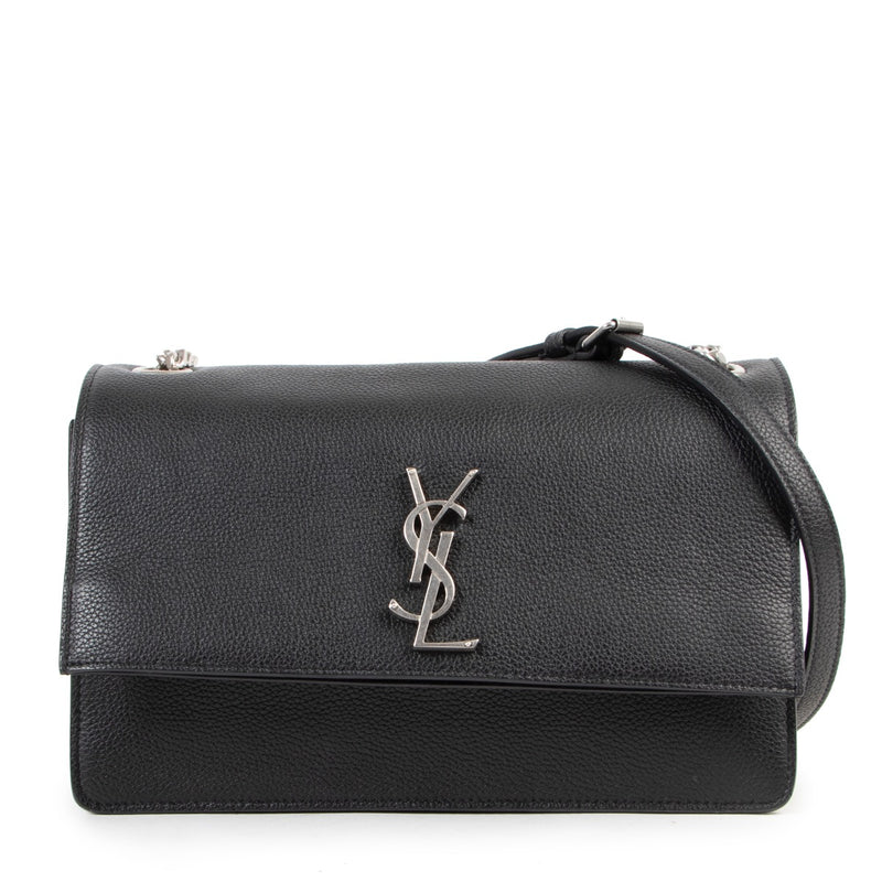 Saint Laurent Zwarte Leren Sunset Crossbodytas