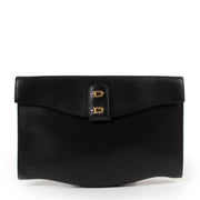 Shop safe online authentic Delvaux Black Leather Clutch at Labellov.Com.