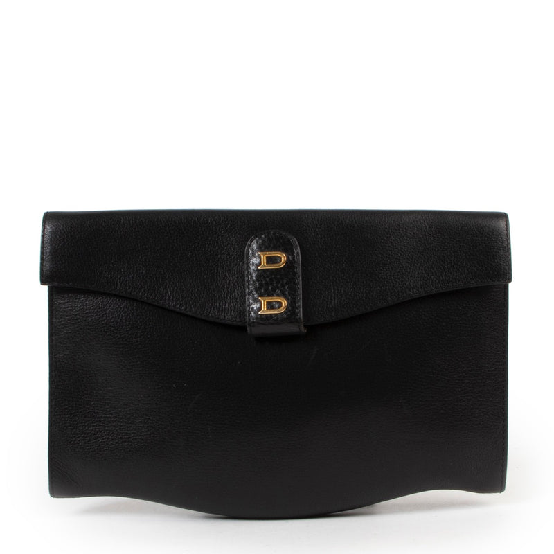 Shop safe online authentic Delvaux Black Leather Clutch at Labellov.Com.