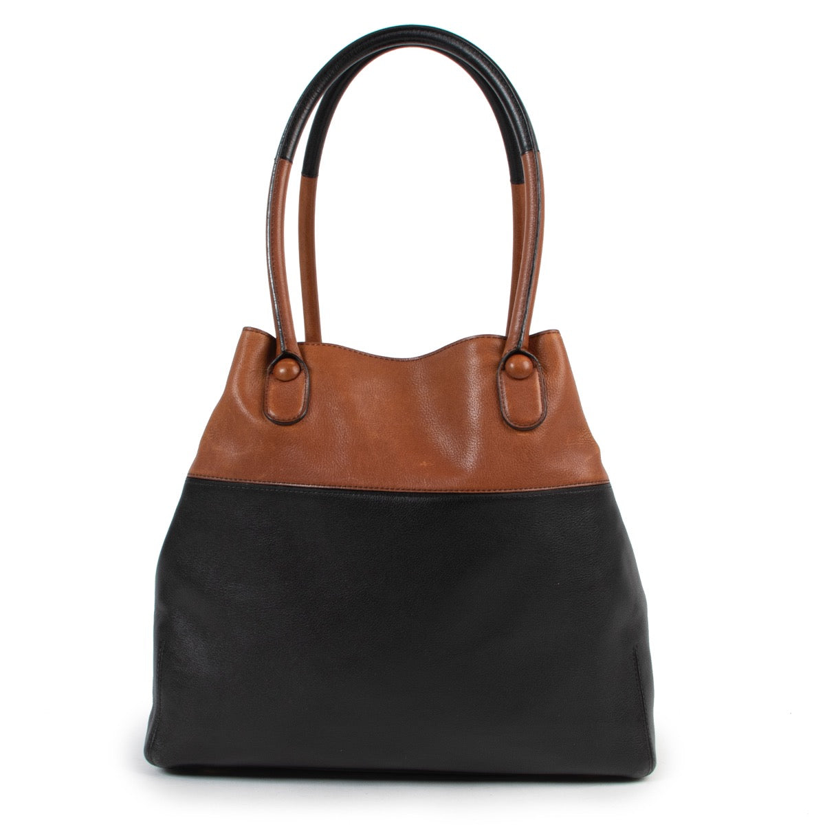 Delvaux Cognac Black Brillant Shopping Tote
