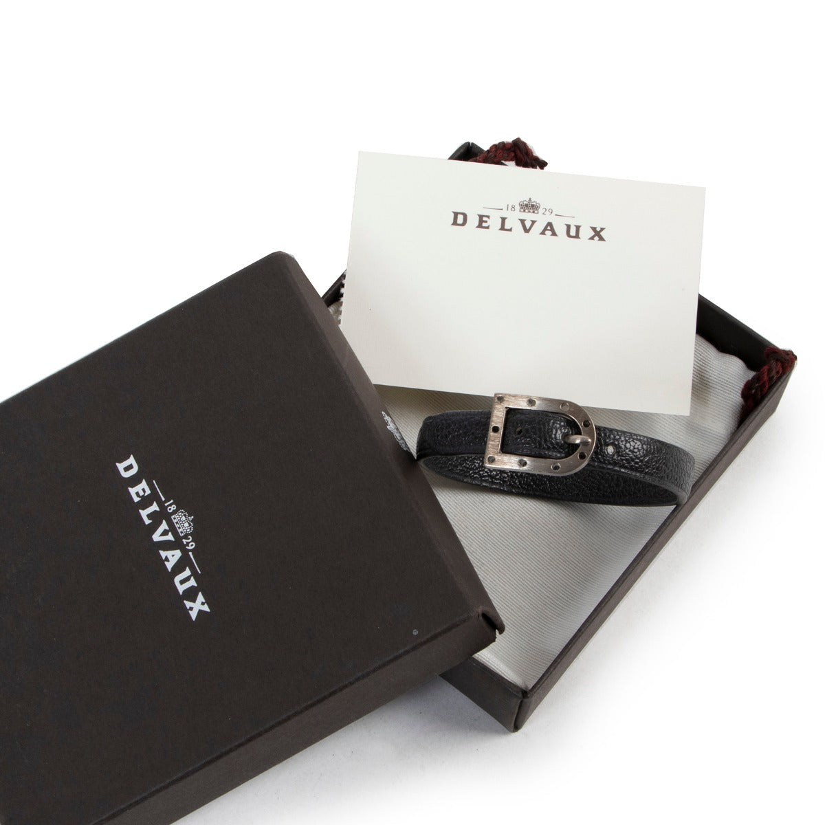 Delvaux Grey Leather D Bracelet