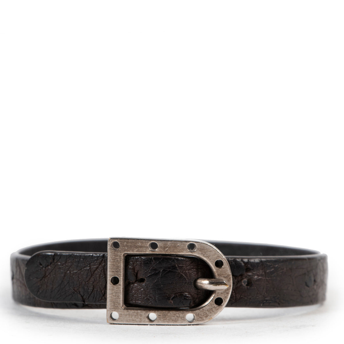 Delvaux Black Ostrich Leather Bracelet