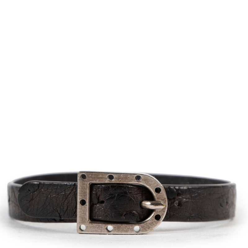 Delvaux Zwarte Struisvogel Leren Armband