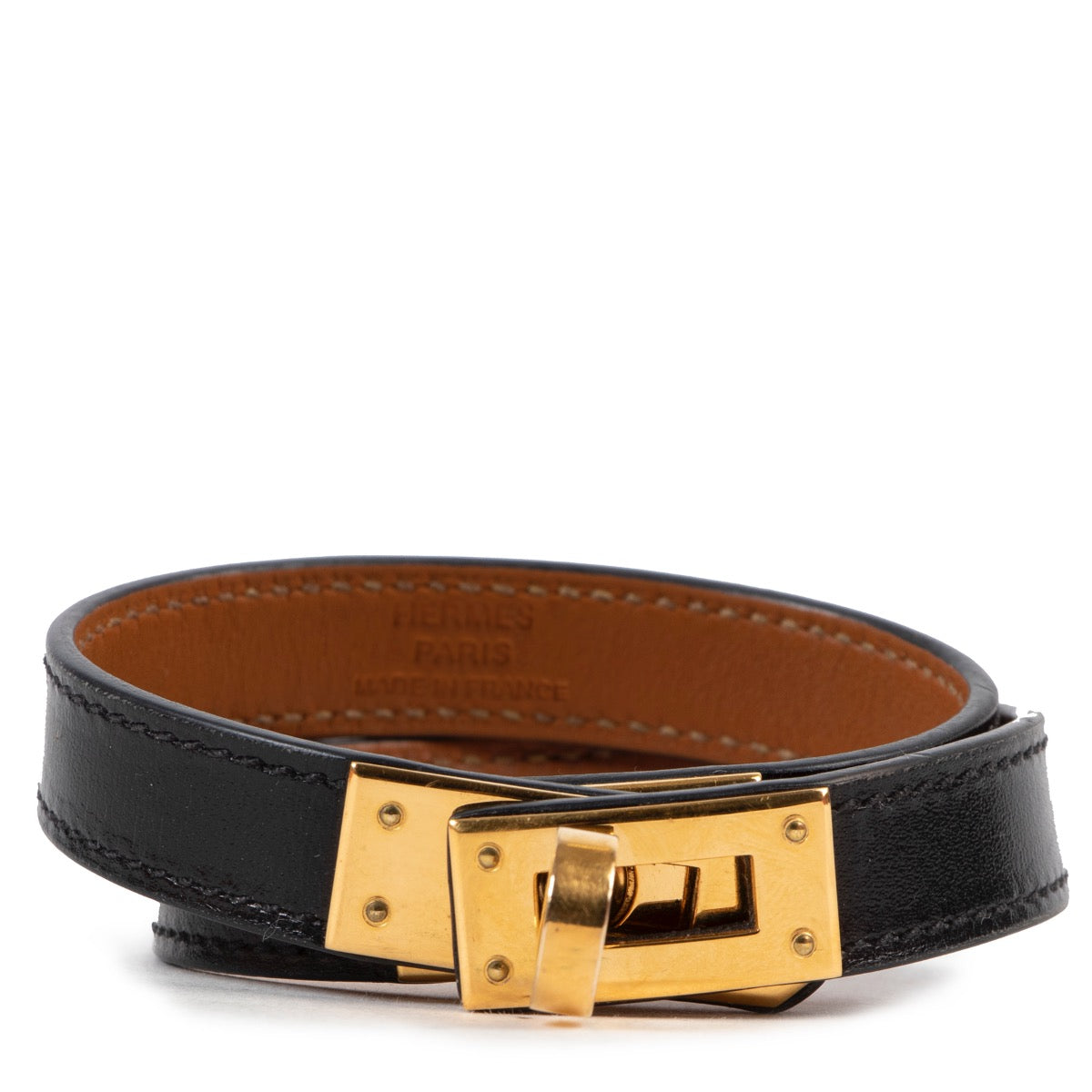 Hermès Zwarte Kelly Double Tour Armband - Maat M