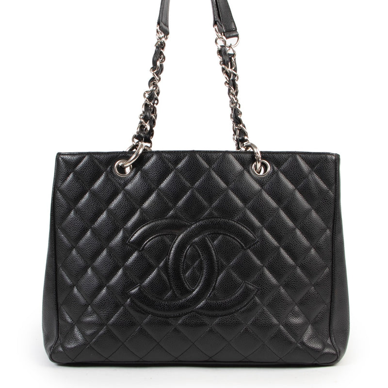 Chanel Black Quilted Caviar Leather Grand Shopping Tote