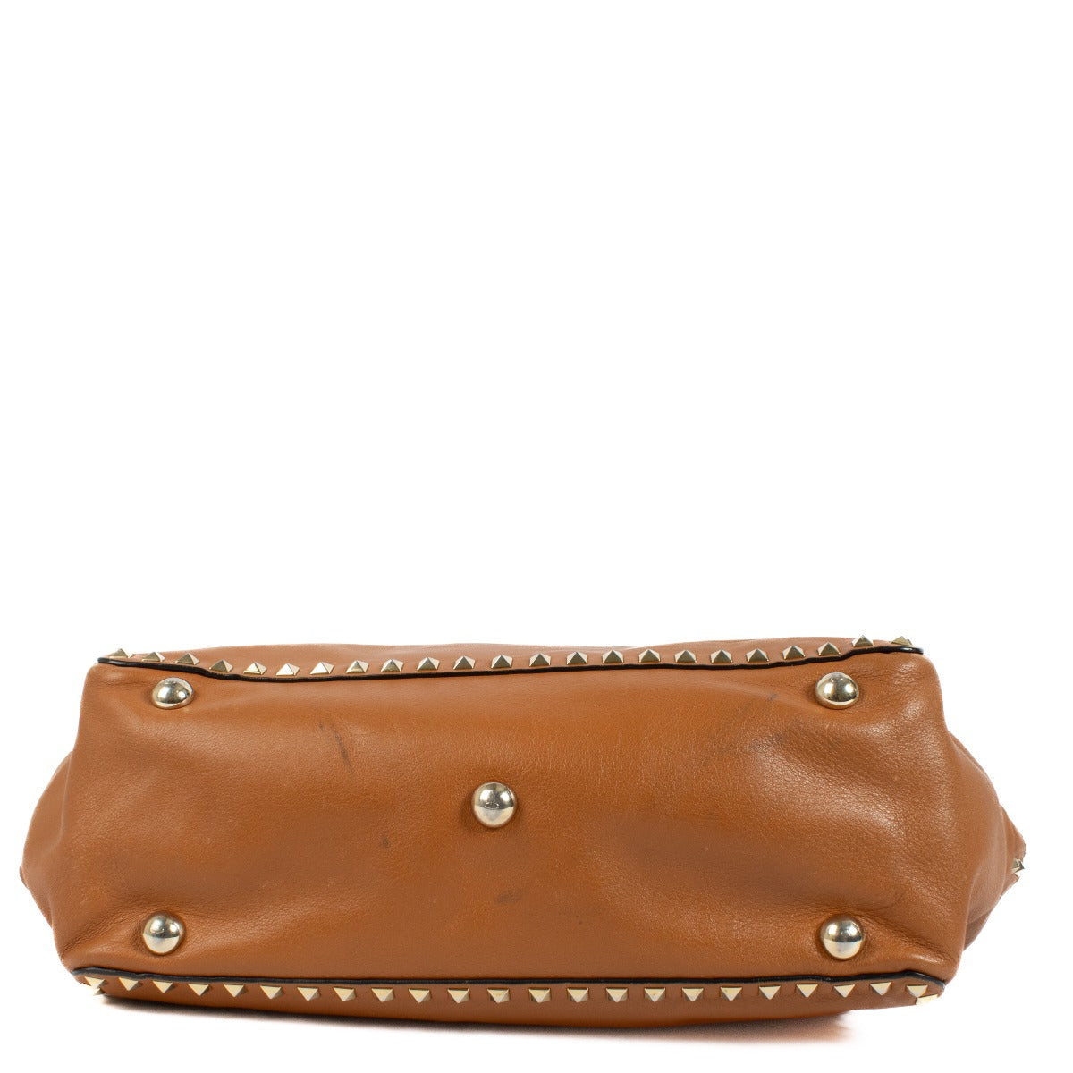 Sac fourre-tout moyen Rockstud en cuir de chameau Valentino Garavani