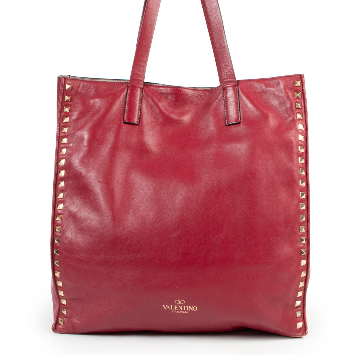 Valentino Burgundy Studded Shoulder Bag for the best price at Labellov secondhand luxury