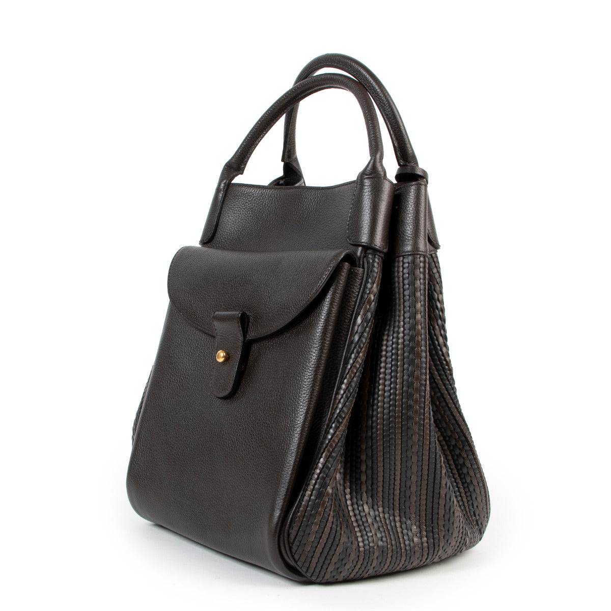 Sac bandoulière Delvaux en toile de cuir marron