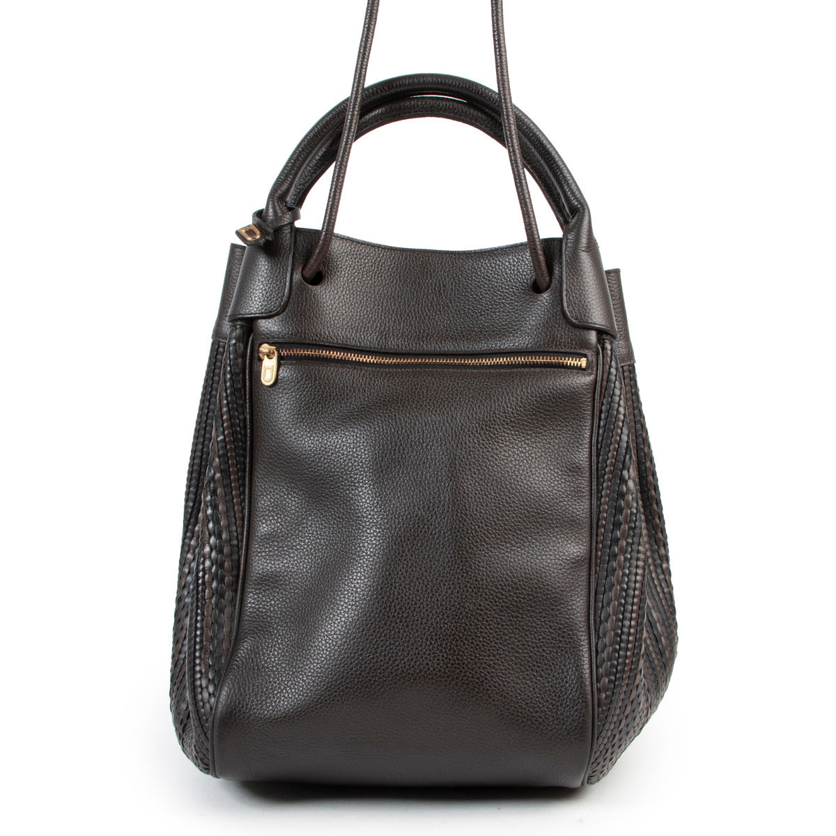 Sac bandoulière Delvaux en toile de cuir marron
