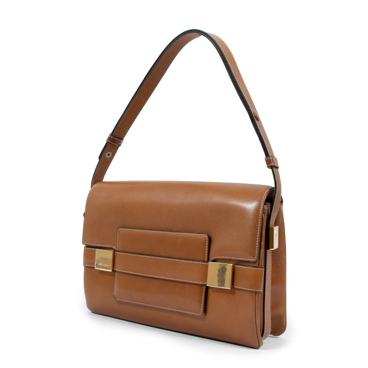Delvaux Madame Vintage Cognac Box Calf Schoudertas