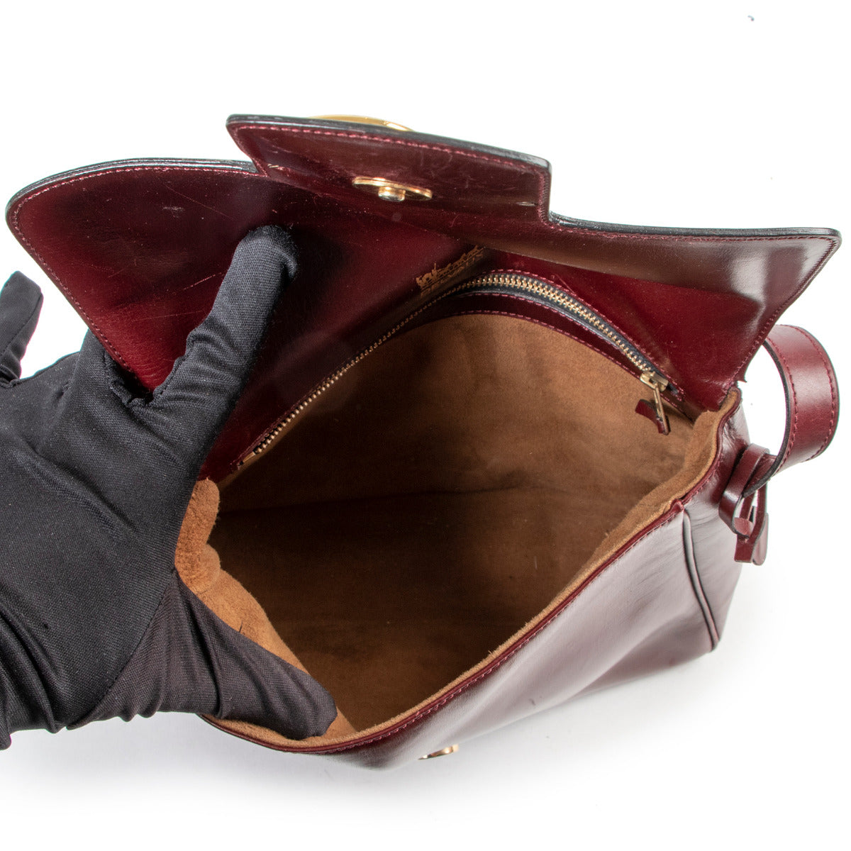 Delvaux Burgundy Leather Crossbody Bag