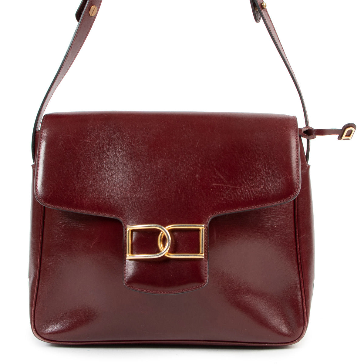 Delvaux Burgundy Leather Crossbody Bag
