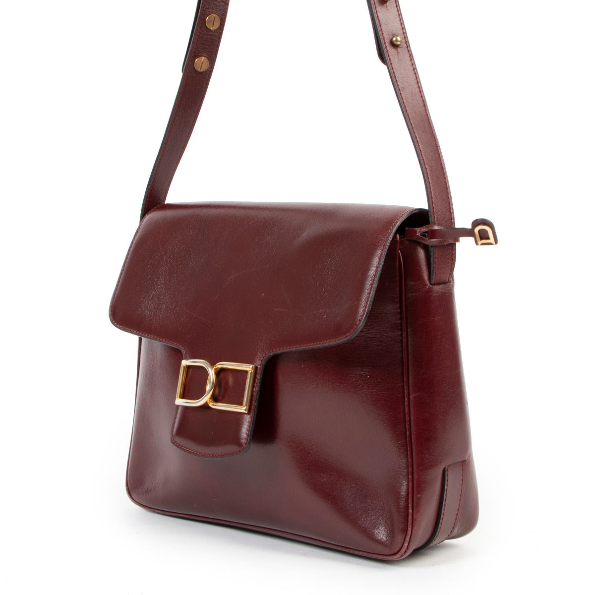 Delvaux Burgundy Leather Crossbody Bag