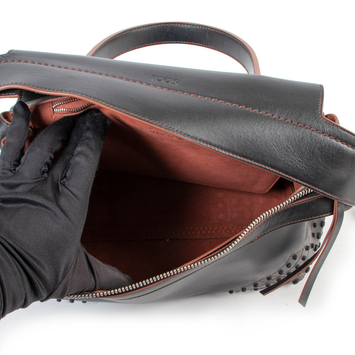 Tod's Zwarte Leren Wave Tas