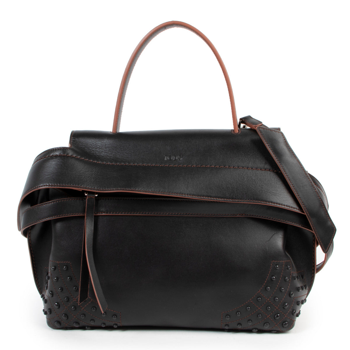 Tod's Black Leather Wave Bag