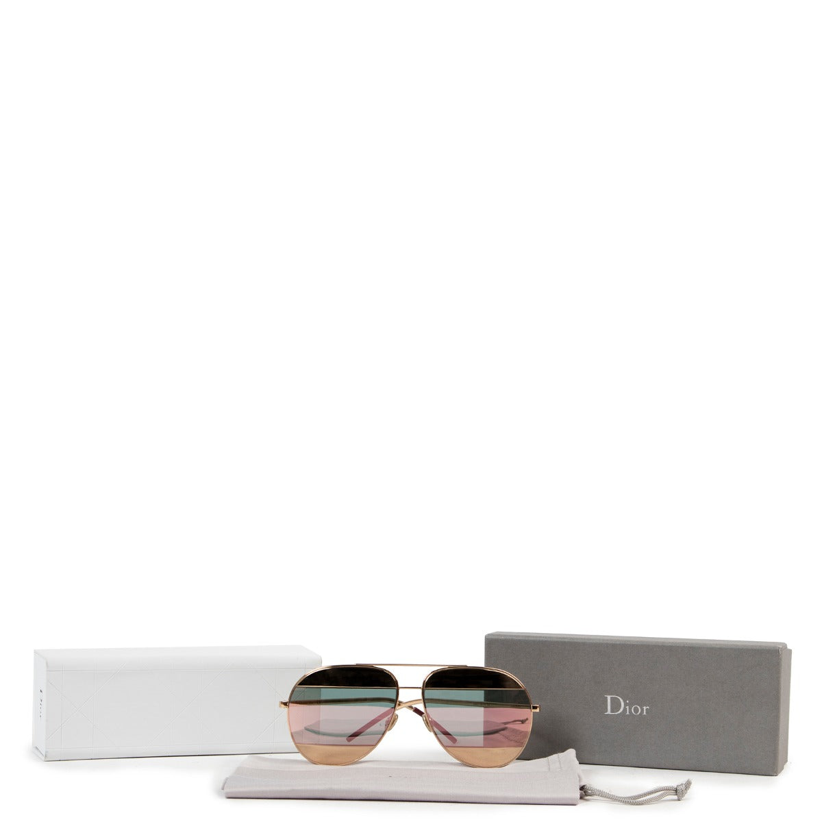 Dior Gold Split Two-Tone Metallic Rosegold Aviators