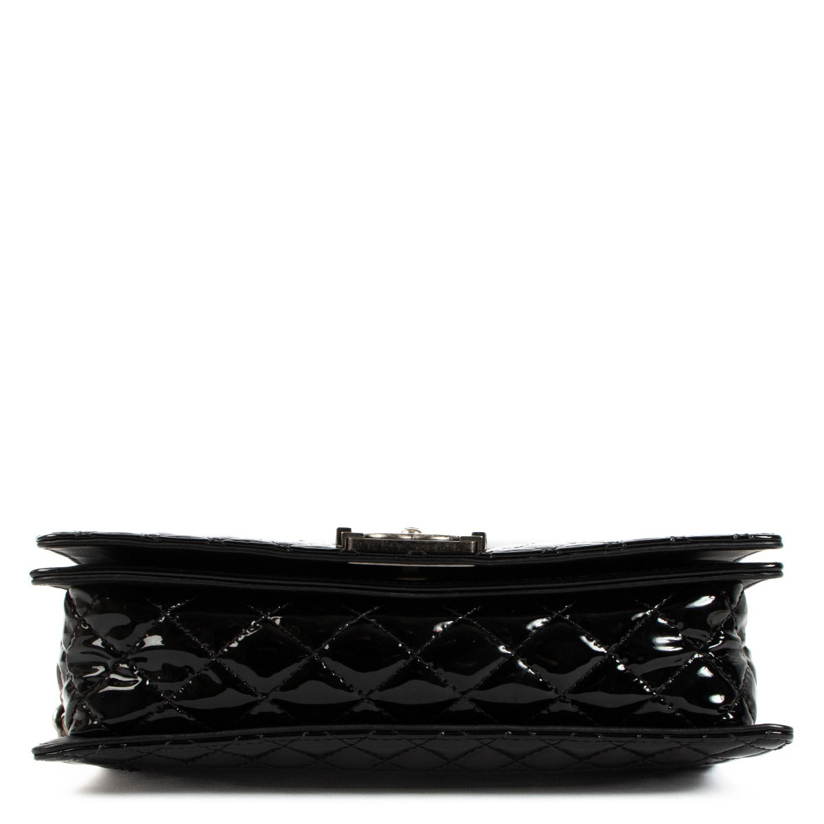 Chanel Zwarte Lakleren Grote Boy Reverso Tas