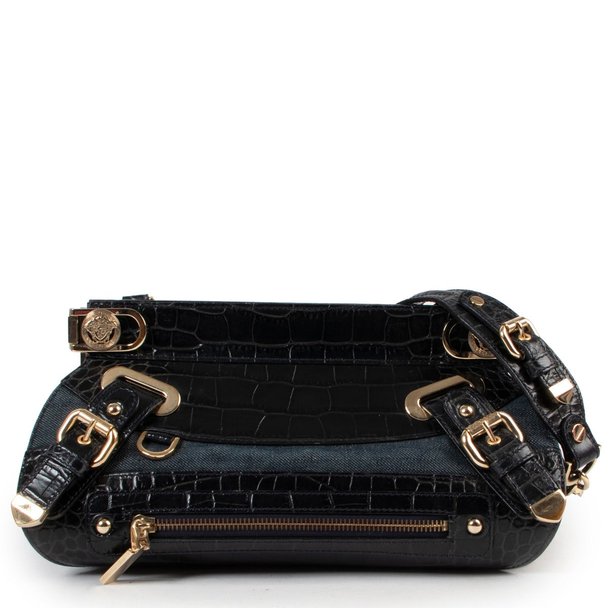 Versace Krokodillen Denim Schoudertas