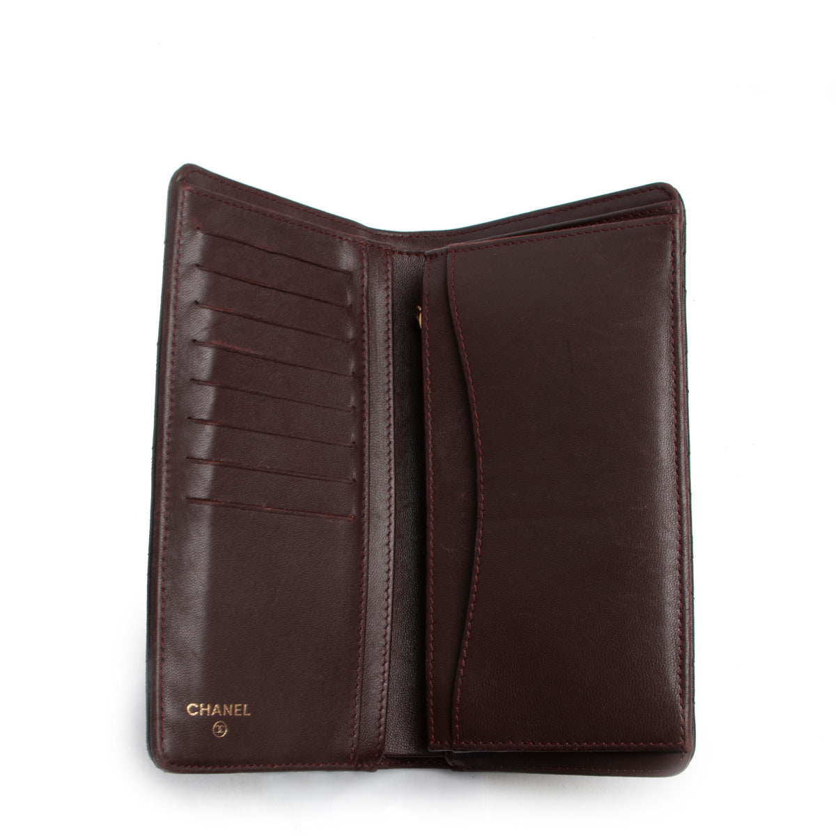 Chanel Black Long Flap Lambskin Wallet