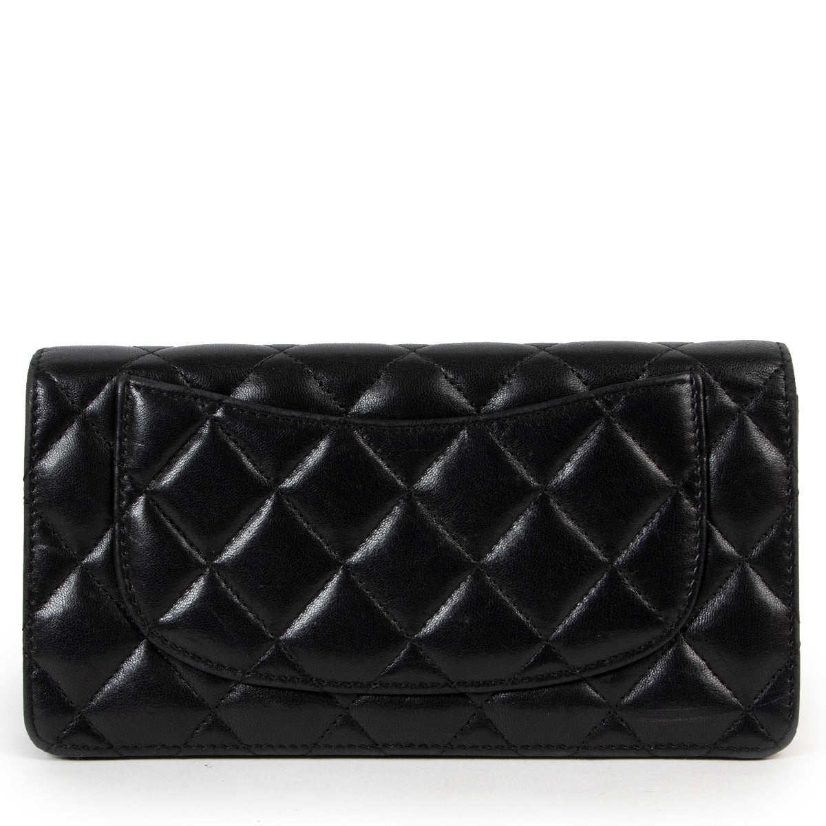 Chanel Black Long Flap Lambskin Wallet