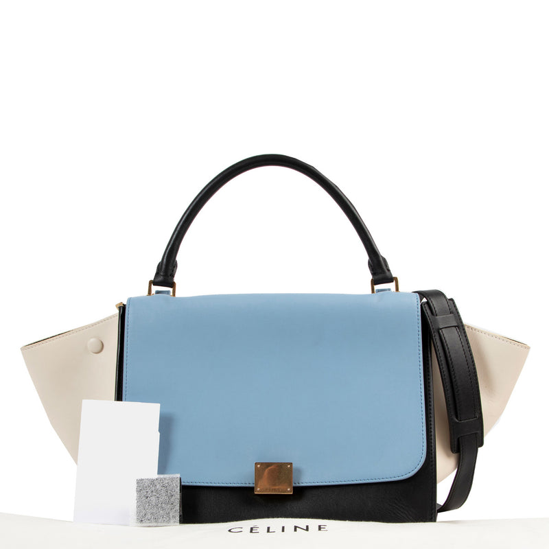Céline Soft White Baby Blue Trapeze Schoudertas