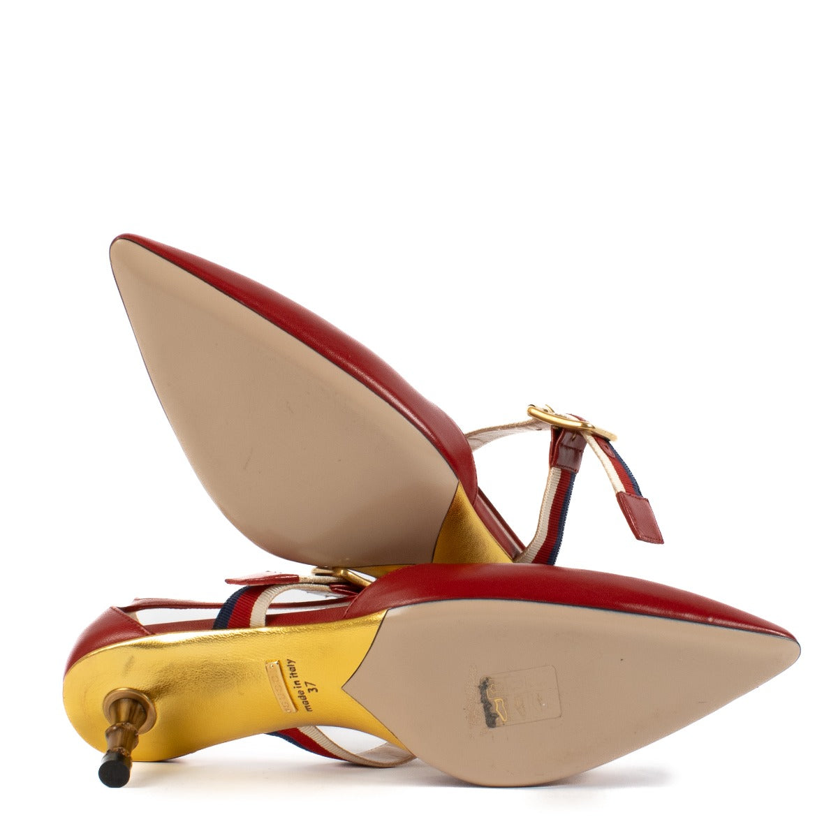 Shop 100% authentic Gucci Bamboo Red Pumps - size 37 at Labellov.com.