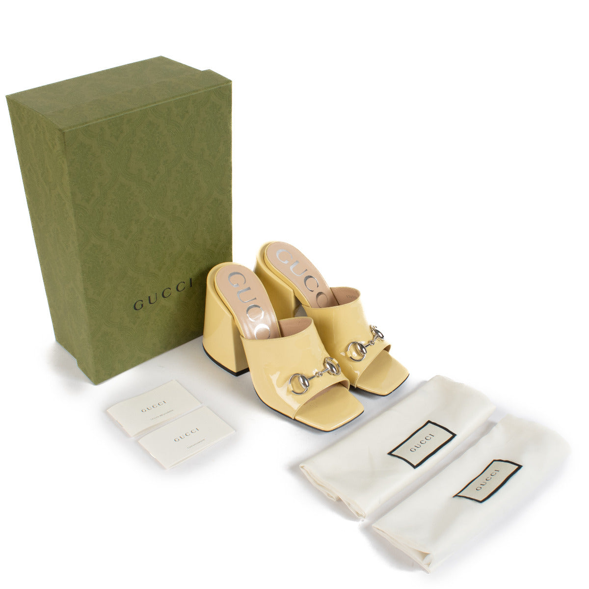 Gucci Yellow Horsebit Mule Sandals - size 37.5
