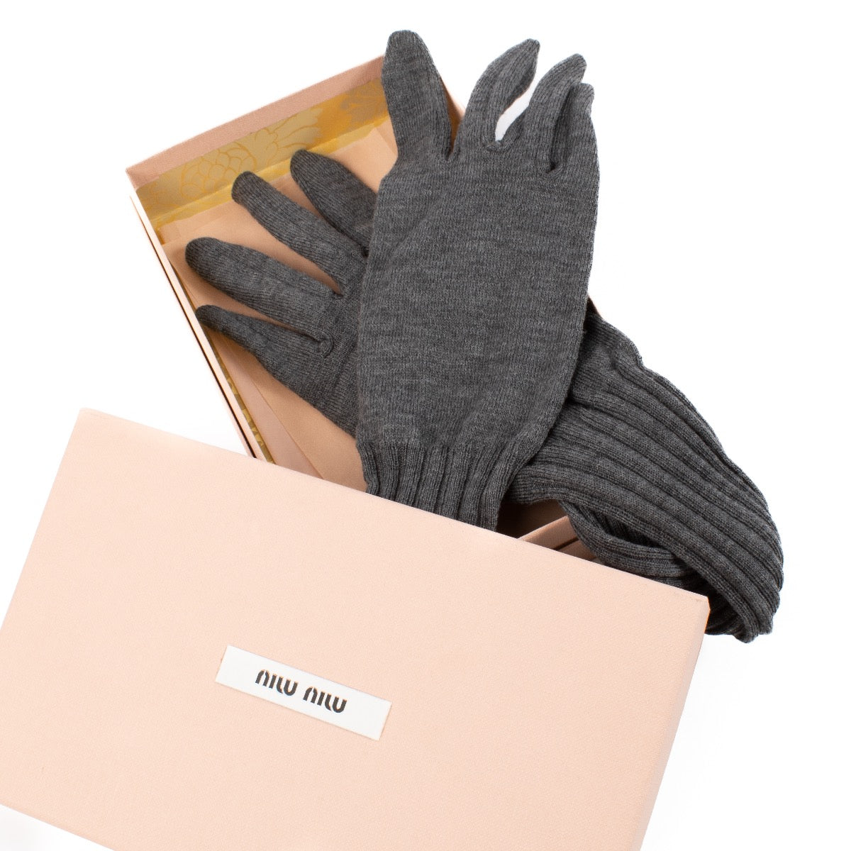 shop 100% authentic second hand Miu Miu Grey Wool Gloves - Size S on Labellov.com