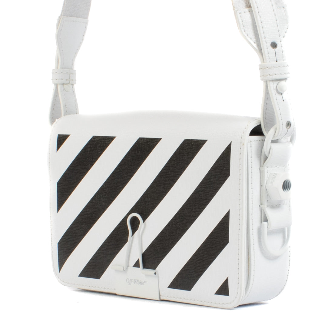 Sac Off-White Diag rayé blanc avec mini pince-trombone