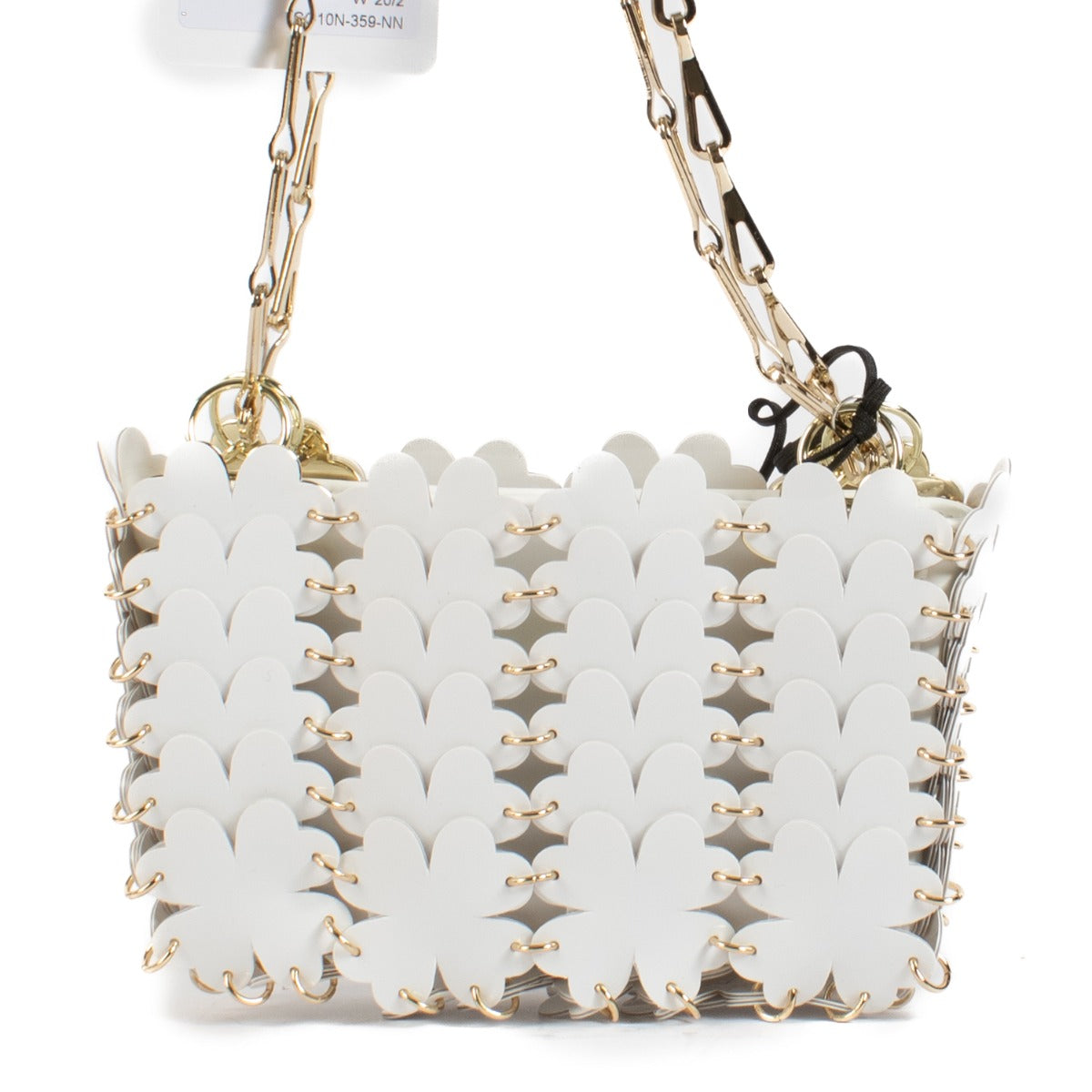 Shop 100% authentic Paco Rabanne White Floral Disc Bag at Labellov.com.