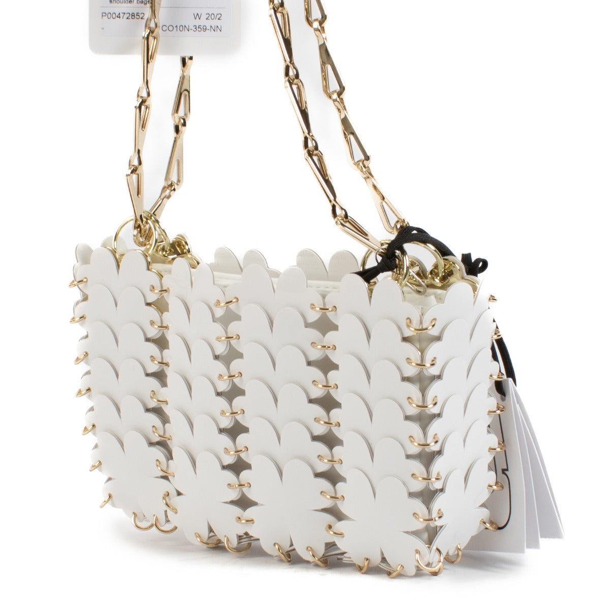 Shop 100% authentic Paco Rabanne White Floral Disc Bag at Labellov.com.