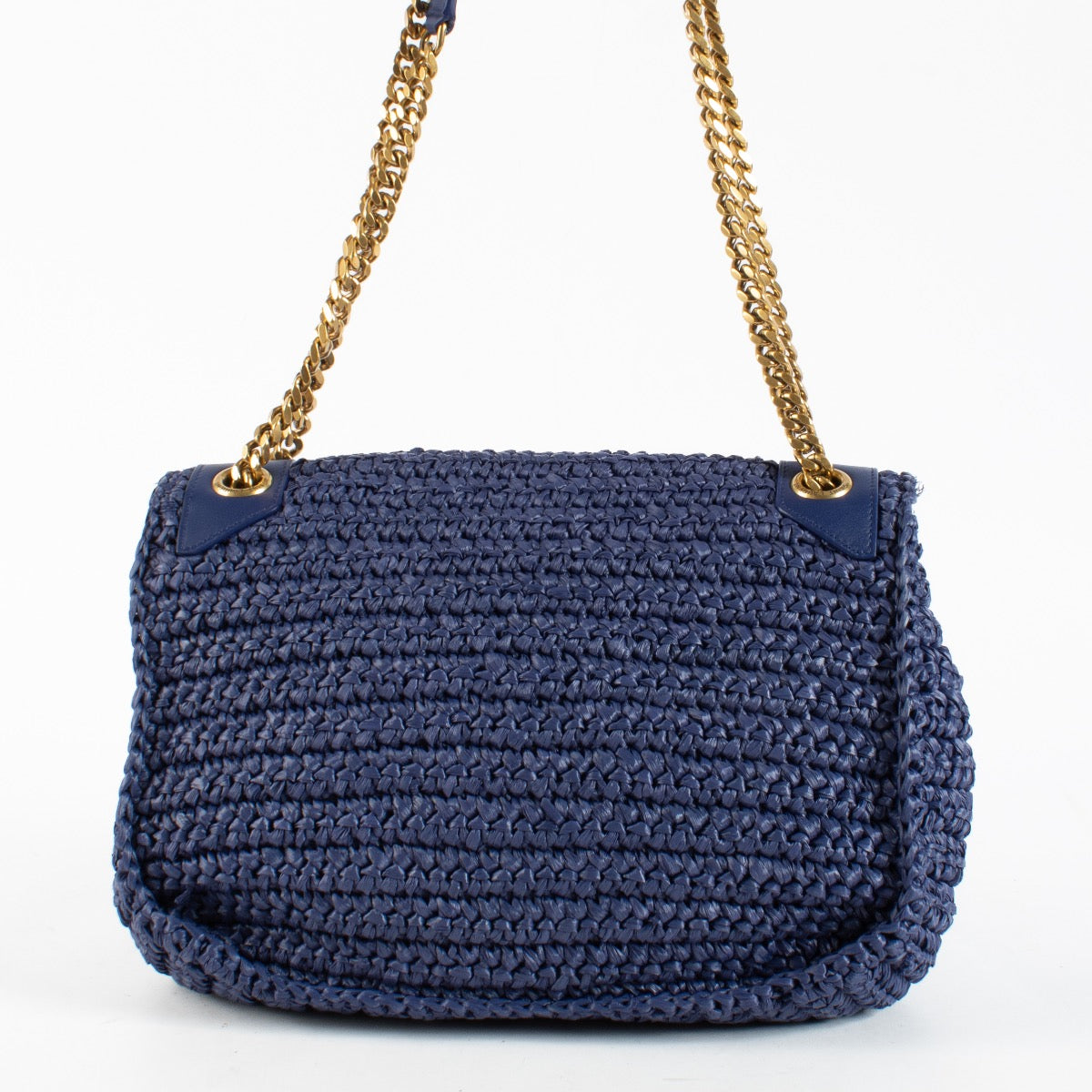 Authentic Second Hand Saint Laurent Blue Raffia Medium Niki Bag on Labellov.com