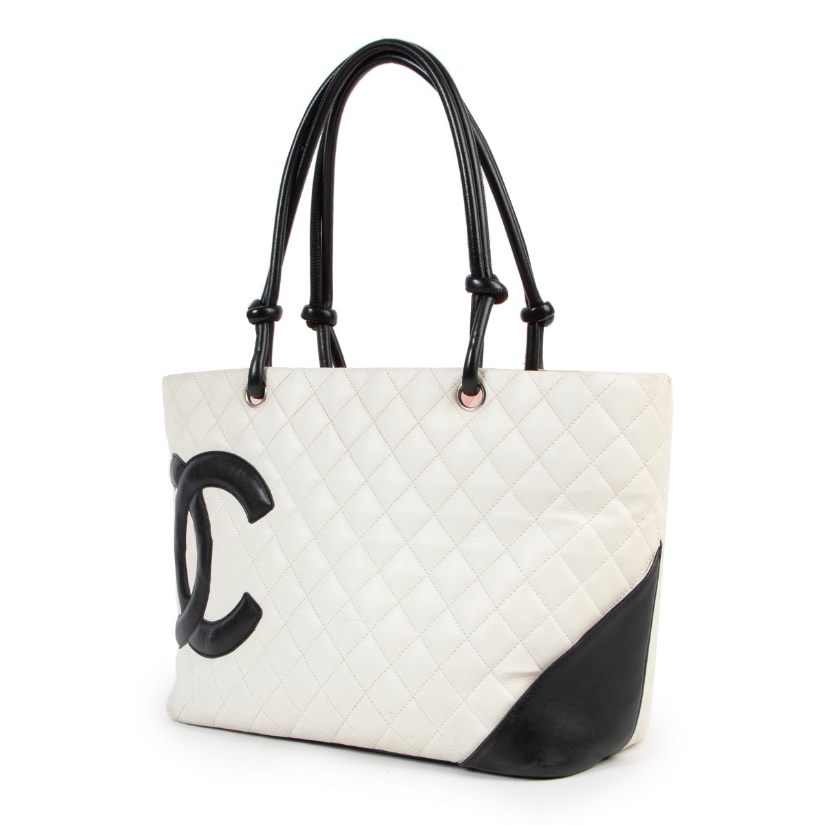 shop safe online Chanel White Ligne Cambon Tote Bag