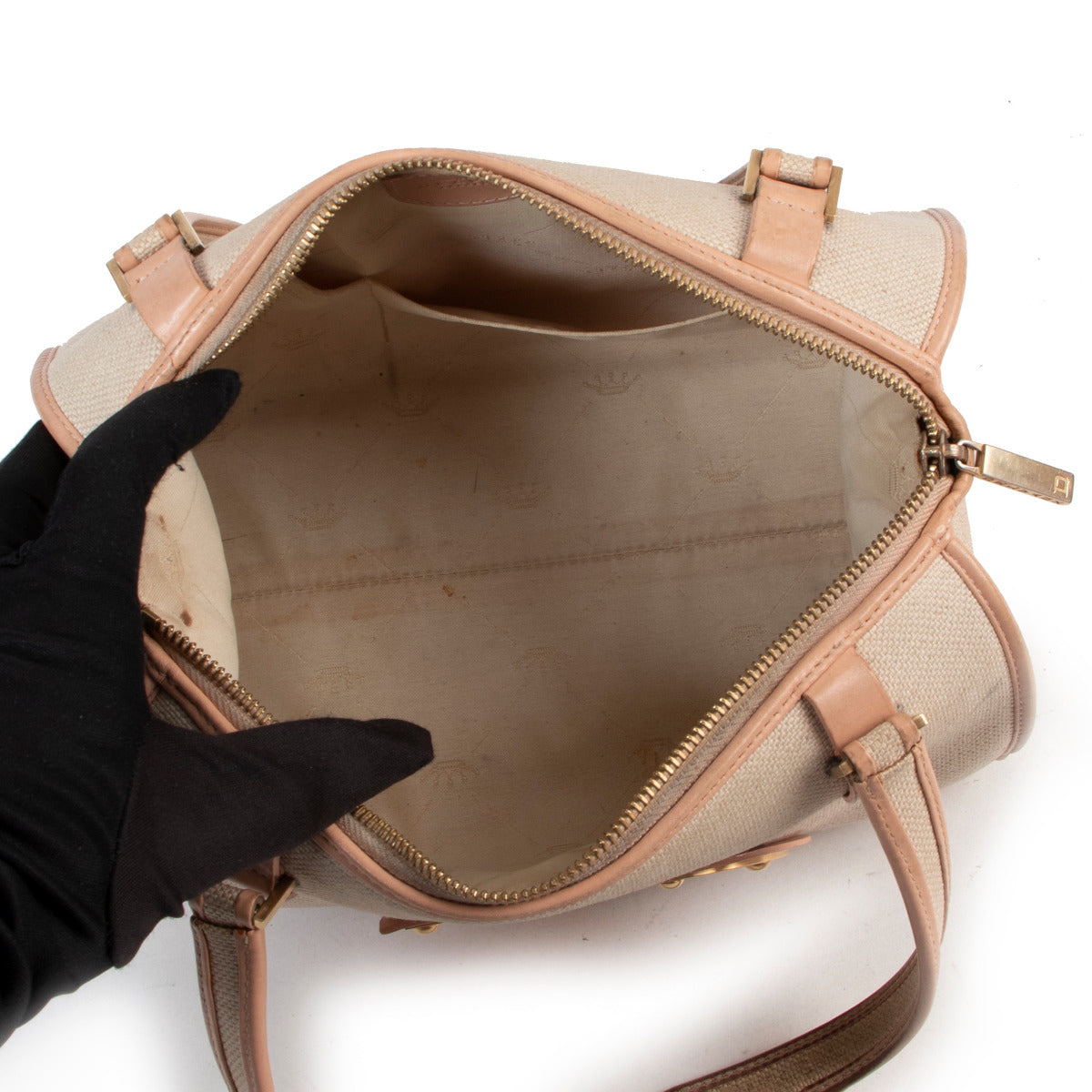 Delvaux Toile and Pink Astrid Top Handle