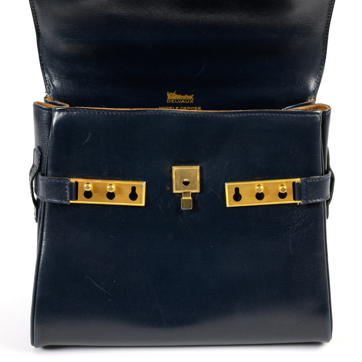 Delvaux Blue Tempete PM Top Handle