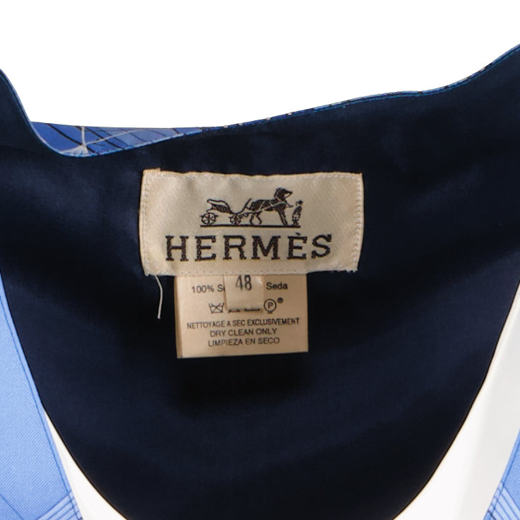 Hermès Blue Silk Gilet Top - size 48