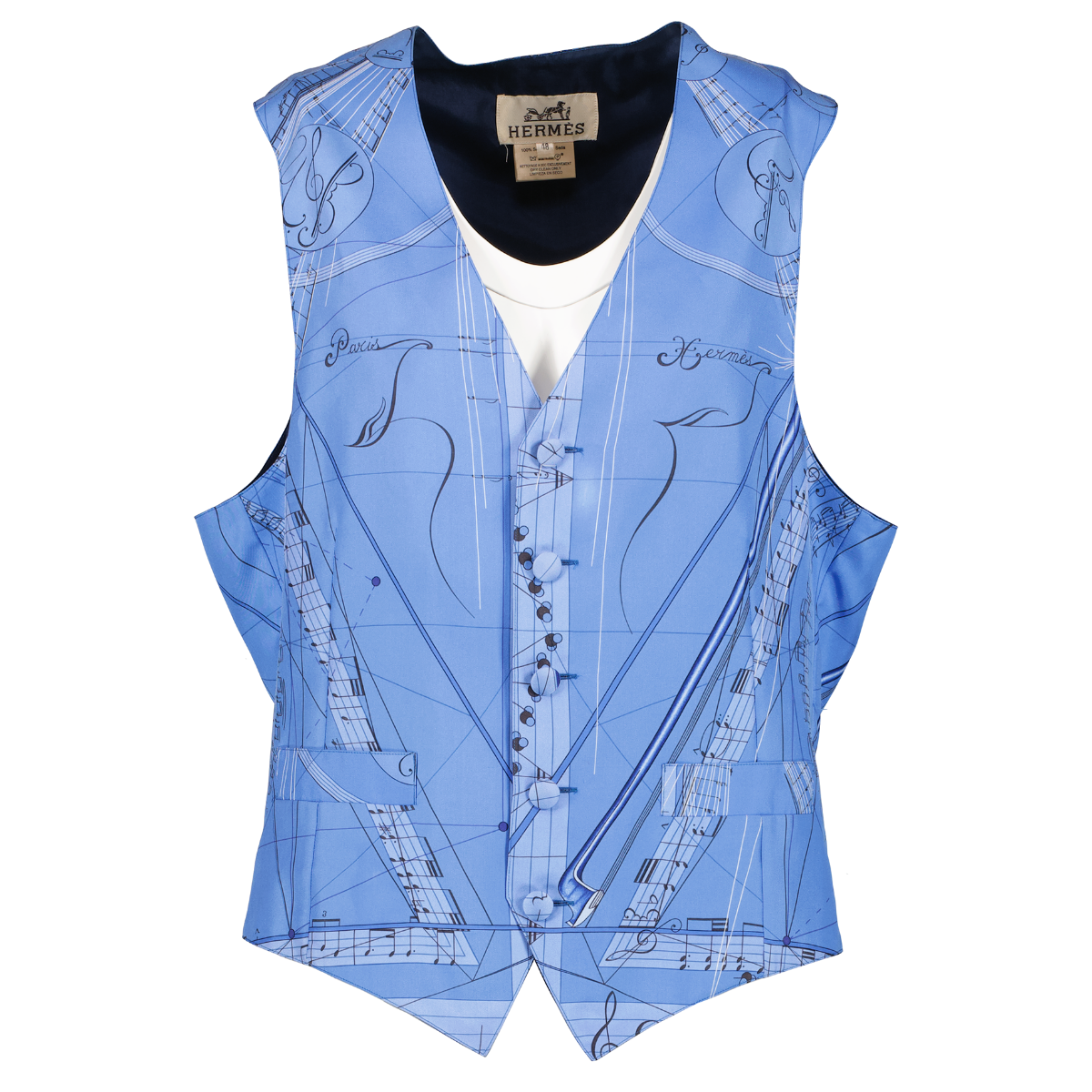 Hermès Blue Silk Gilet Top - size 48