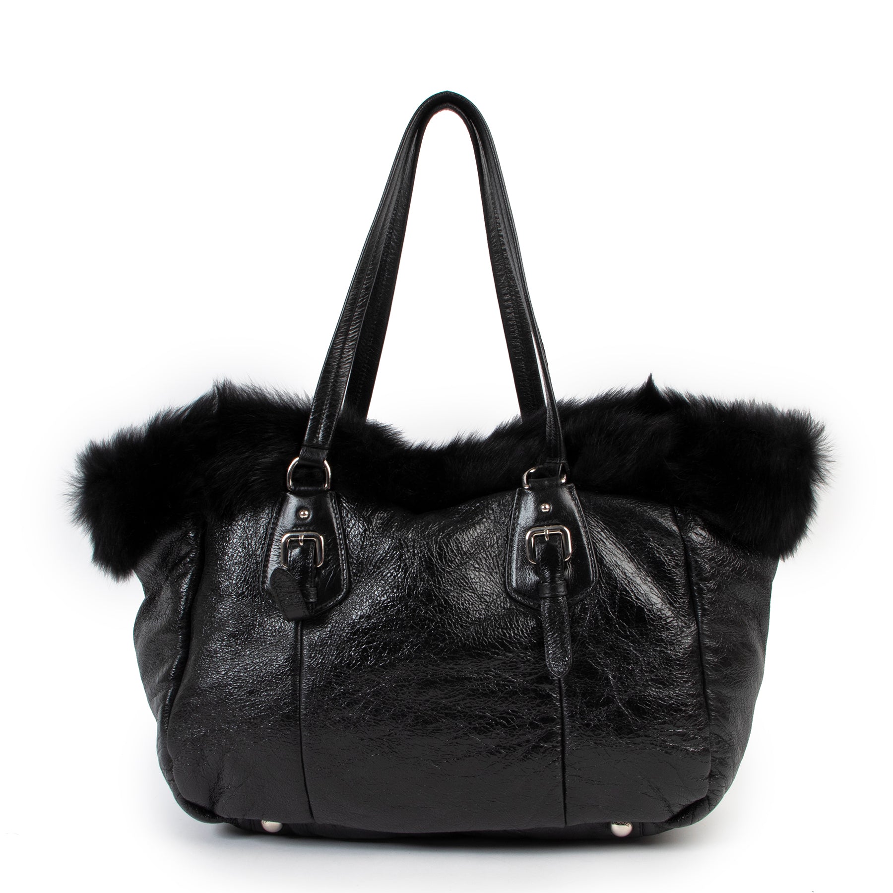 Shop safe online at Labellov in Antwerp this 100% authentic second hand Prada Black Patent Leather Shoulder Bag